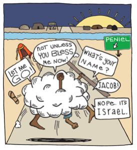 Jacob Wrestling with God Cartoon