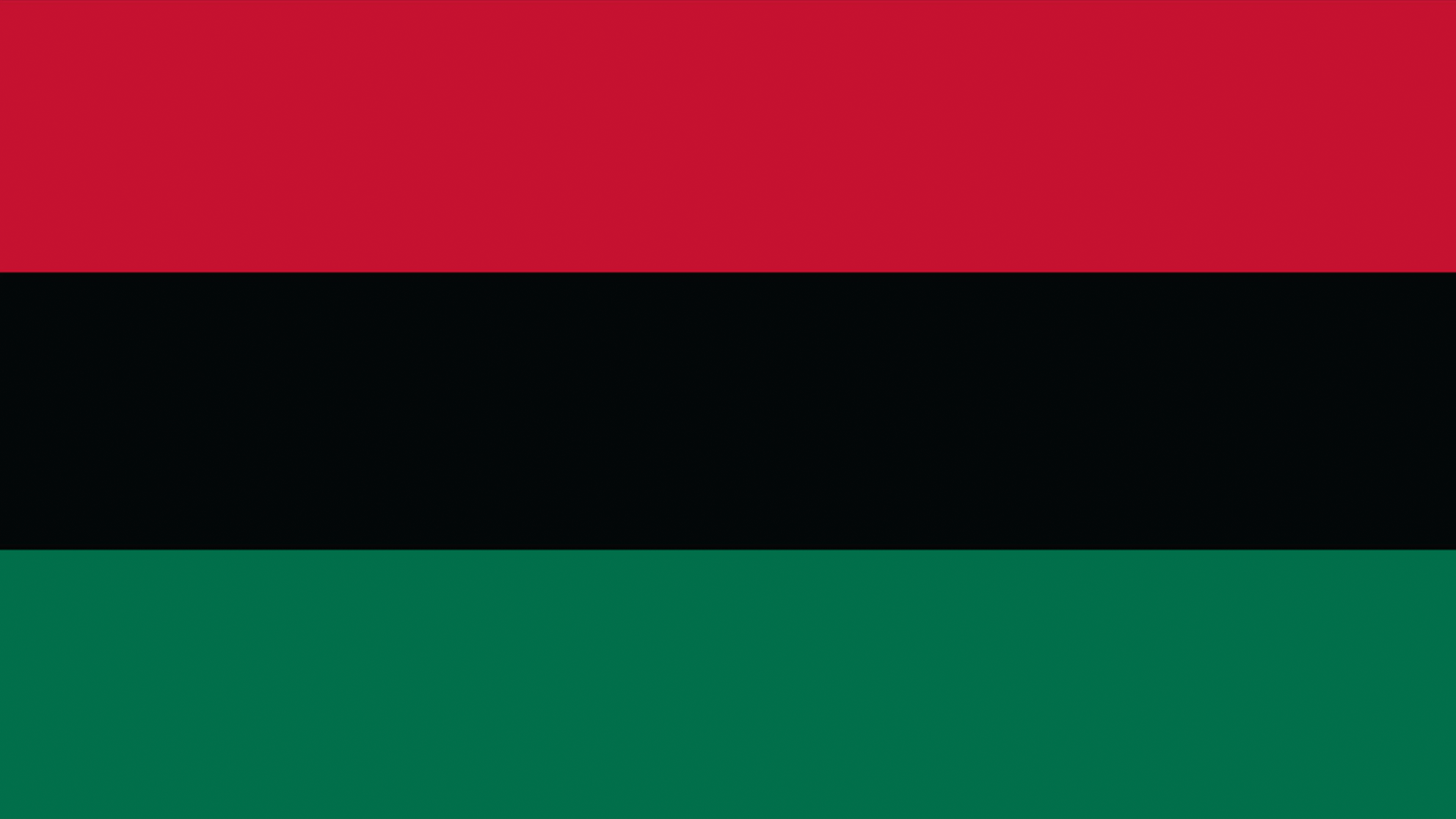 Pan-African flag with three horizontal stripes: red on top, black in the middle, and green on the bottom, symbolizing the blood, identity, and land of the African diaspora.